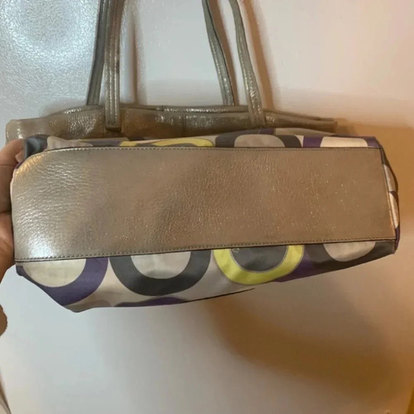 COACH 14970 Julia Op Art  Signature Lilac Silver Leather Shoulder Tote Bag - Picture 12 of 13